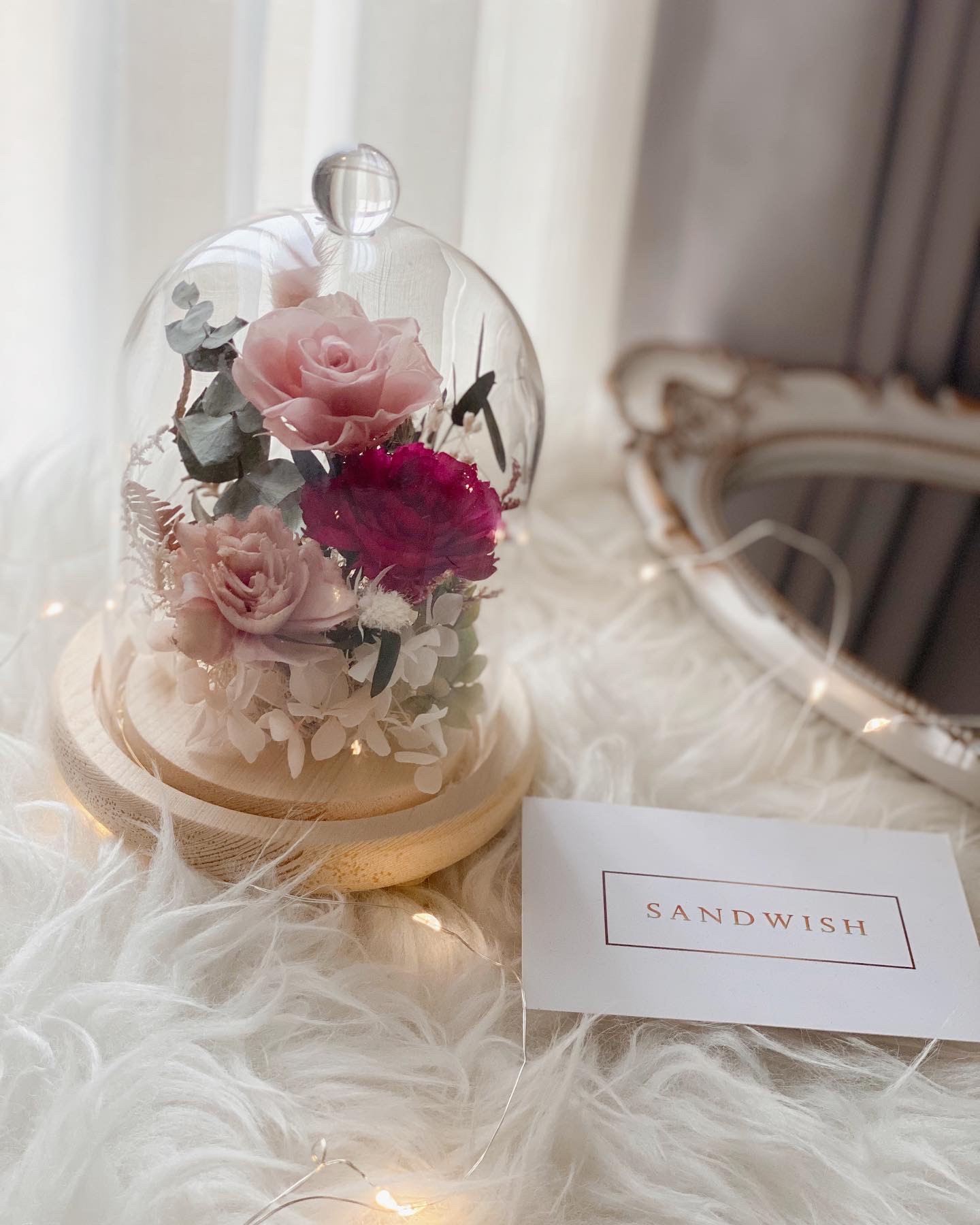 永生花玻璃夜燈-古典玫瑰