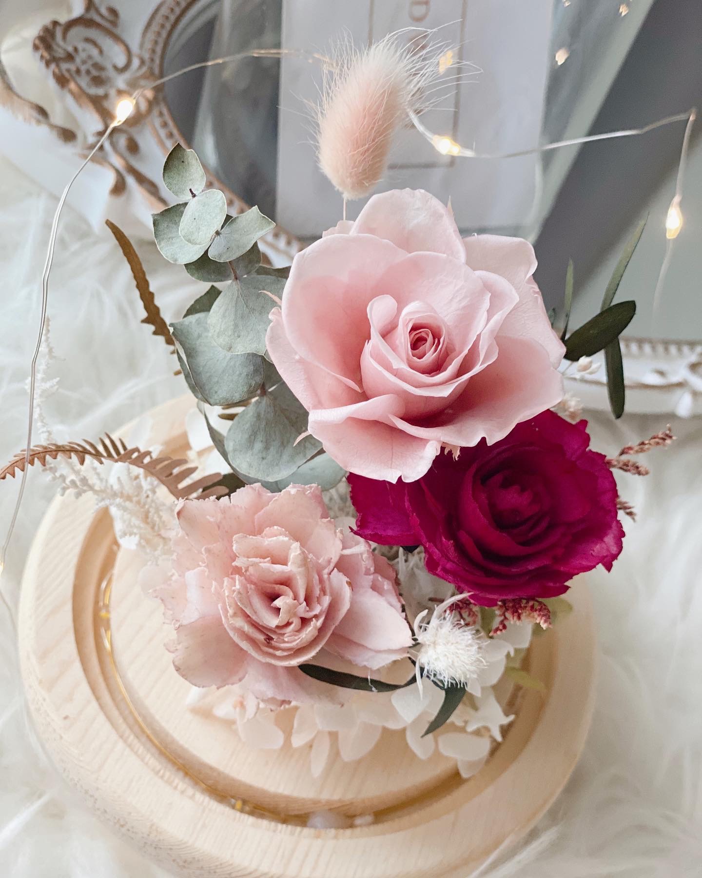 永生花玻璃夜燈-古典玫瑰:圖片 3