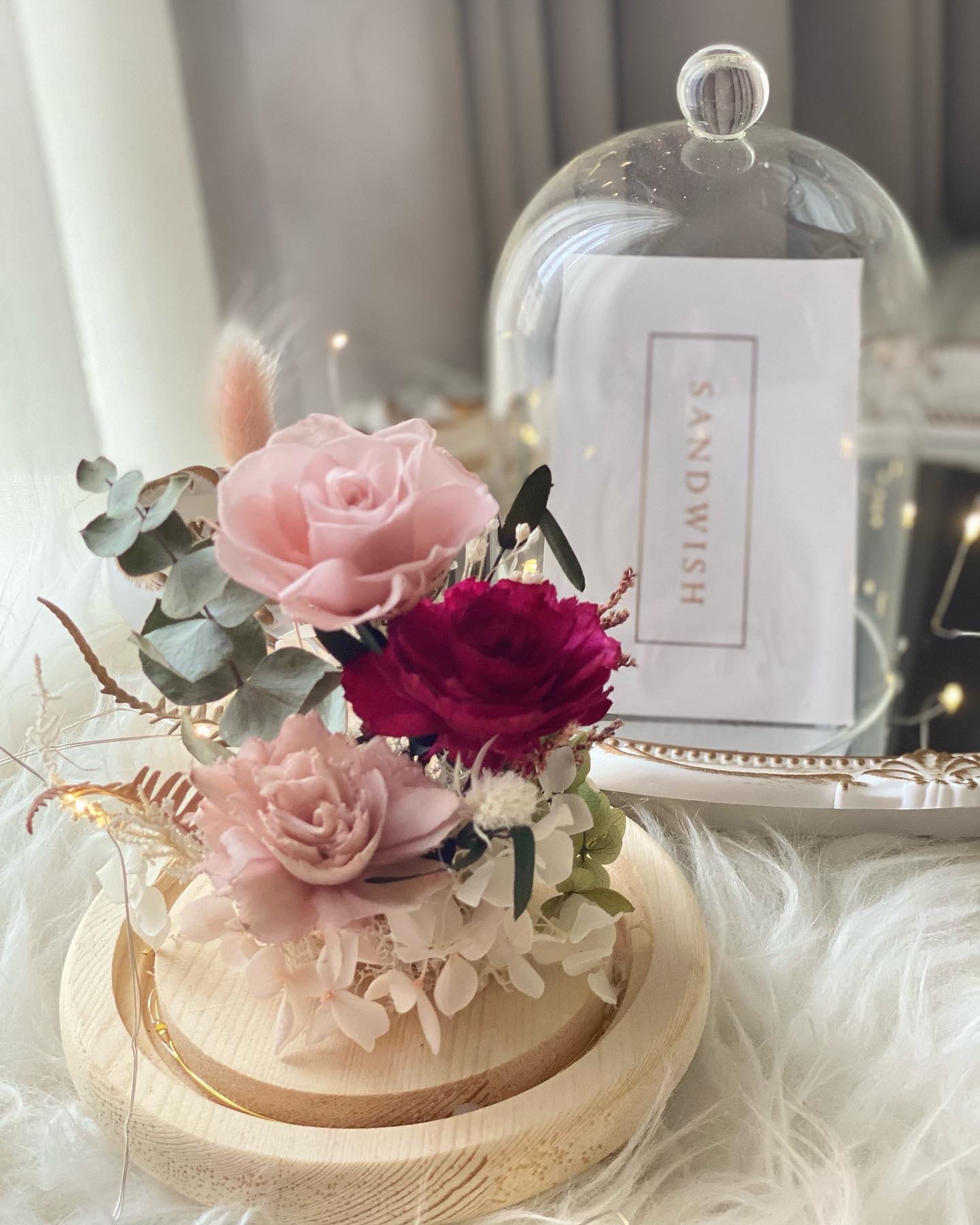 永生花玻璃夜燈-古典玫瑰:圖片 2