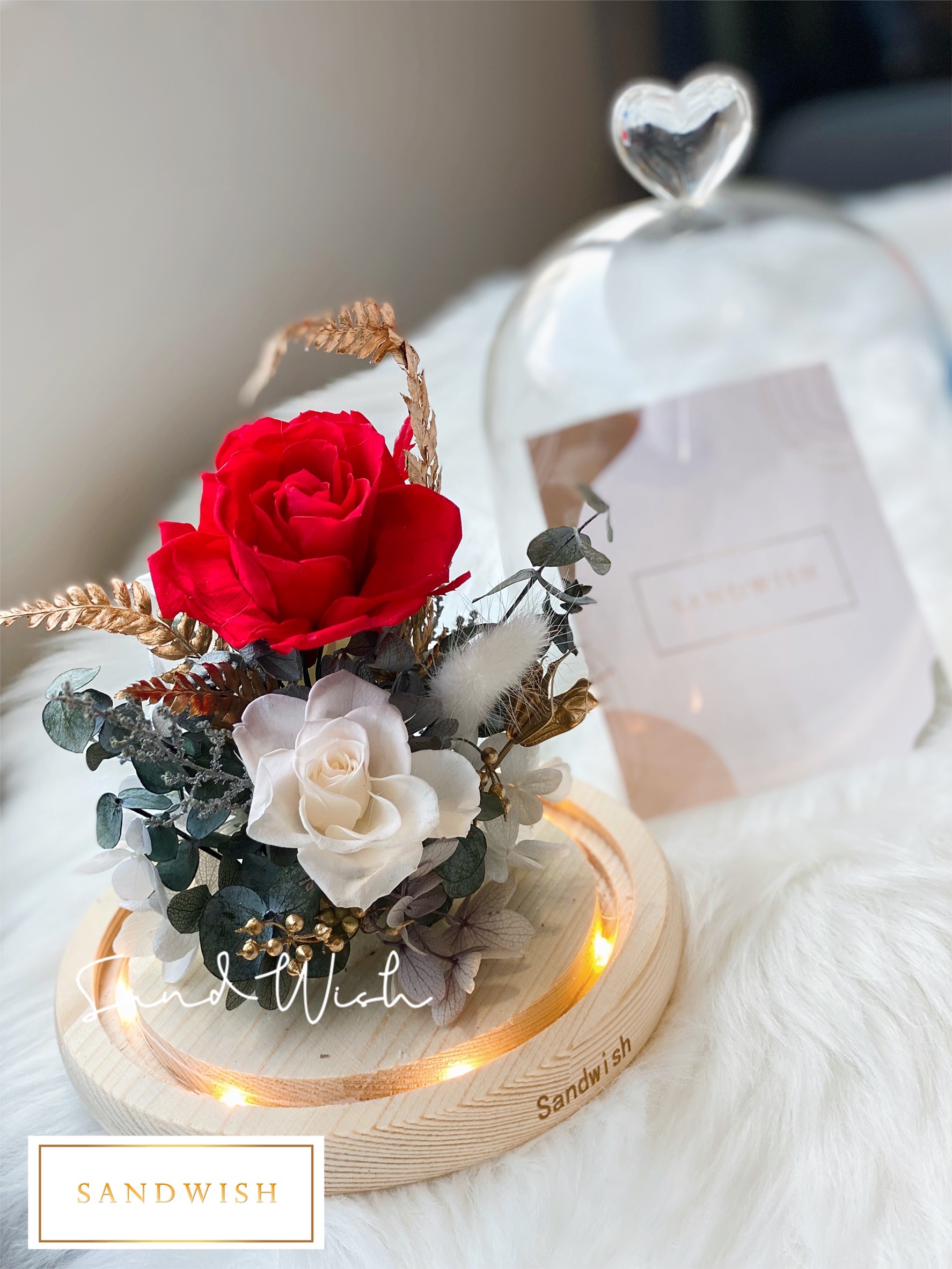 永生花玻璃夜-美女與玫瑰(中型):圖片 2