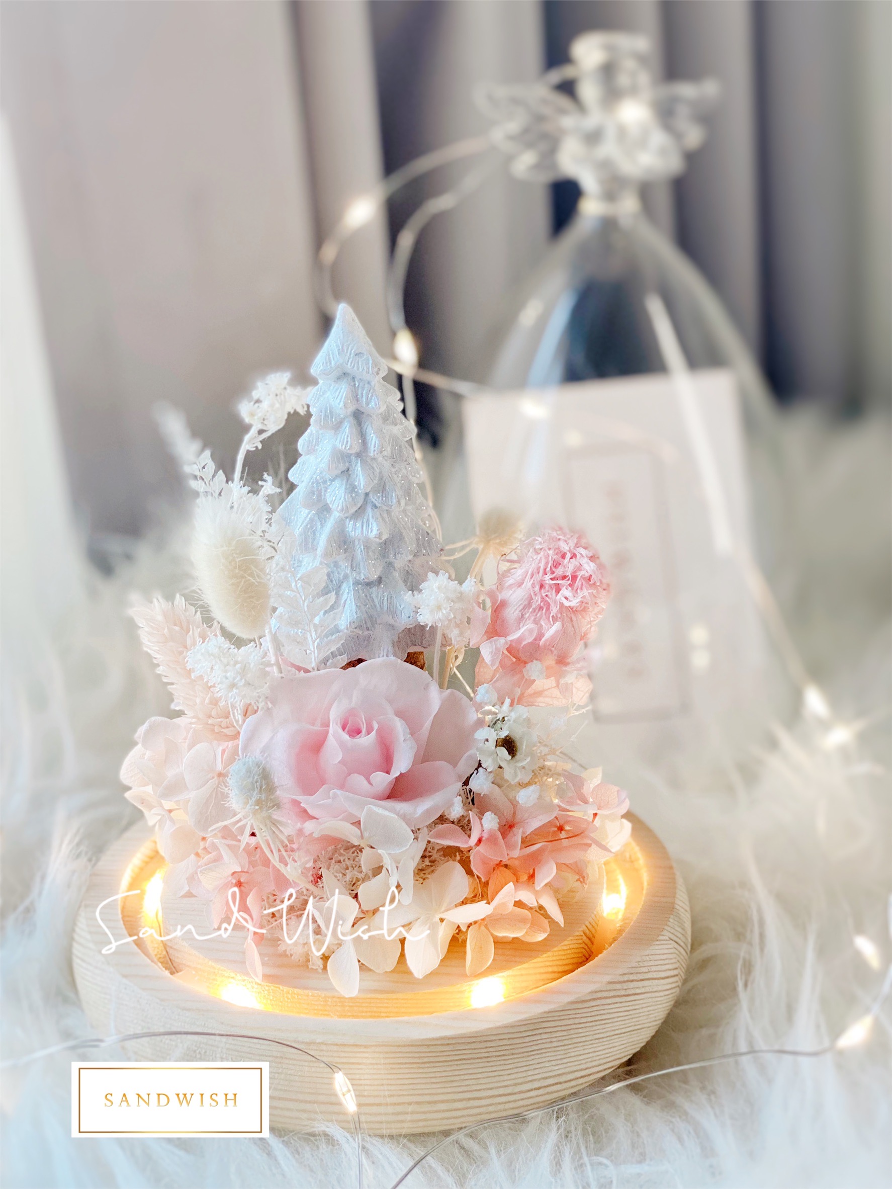 永生花天使夜燈-白雪櫻花:圖片 2