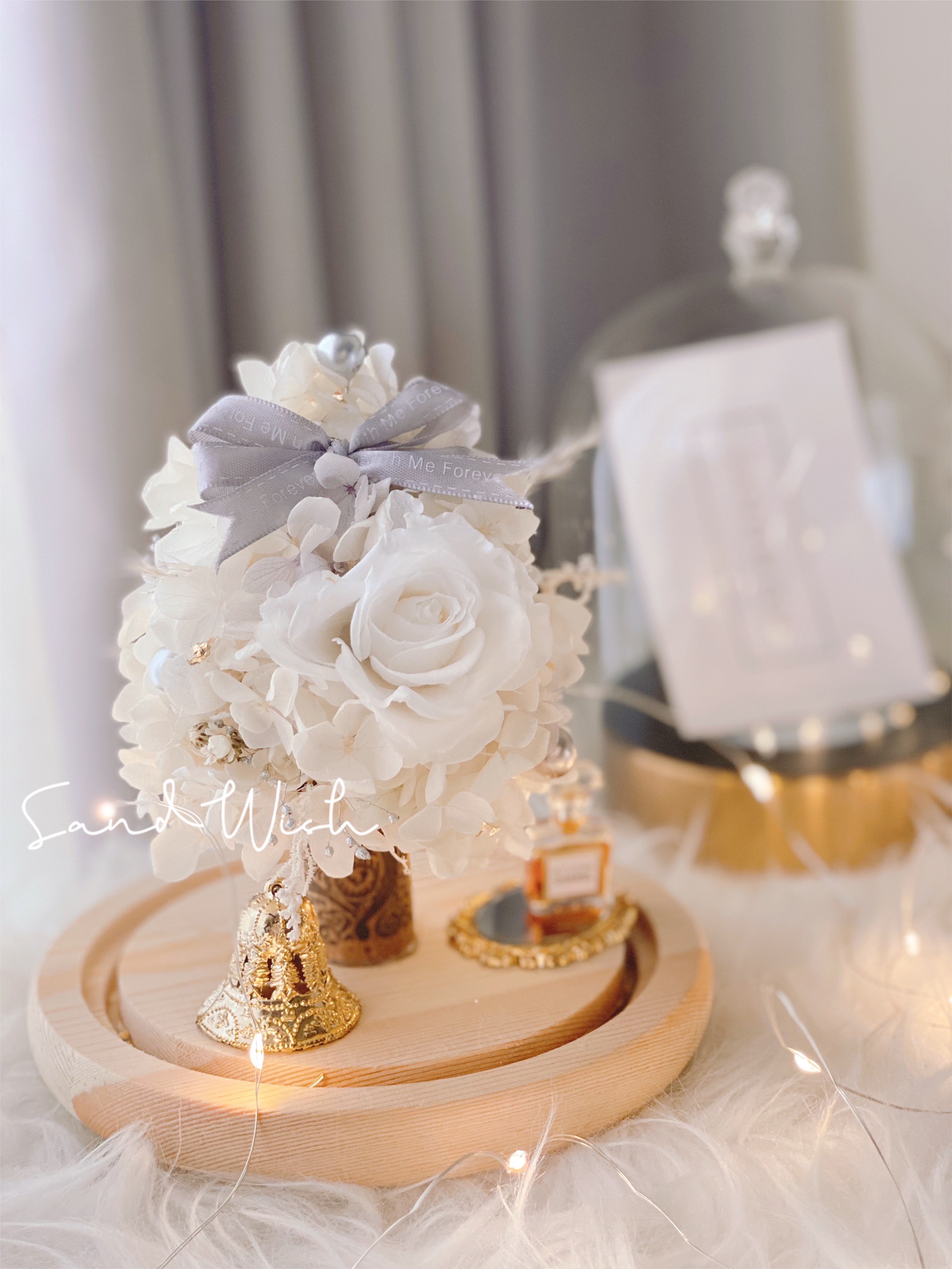 永生花玻璃夜燈-White Christmas(中型):圖片 2