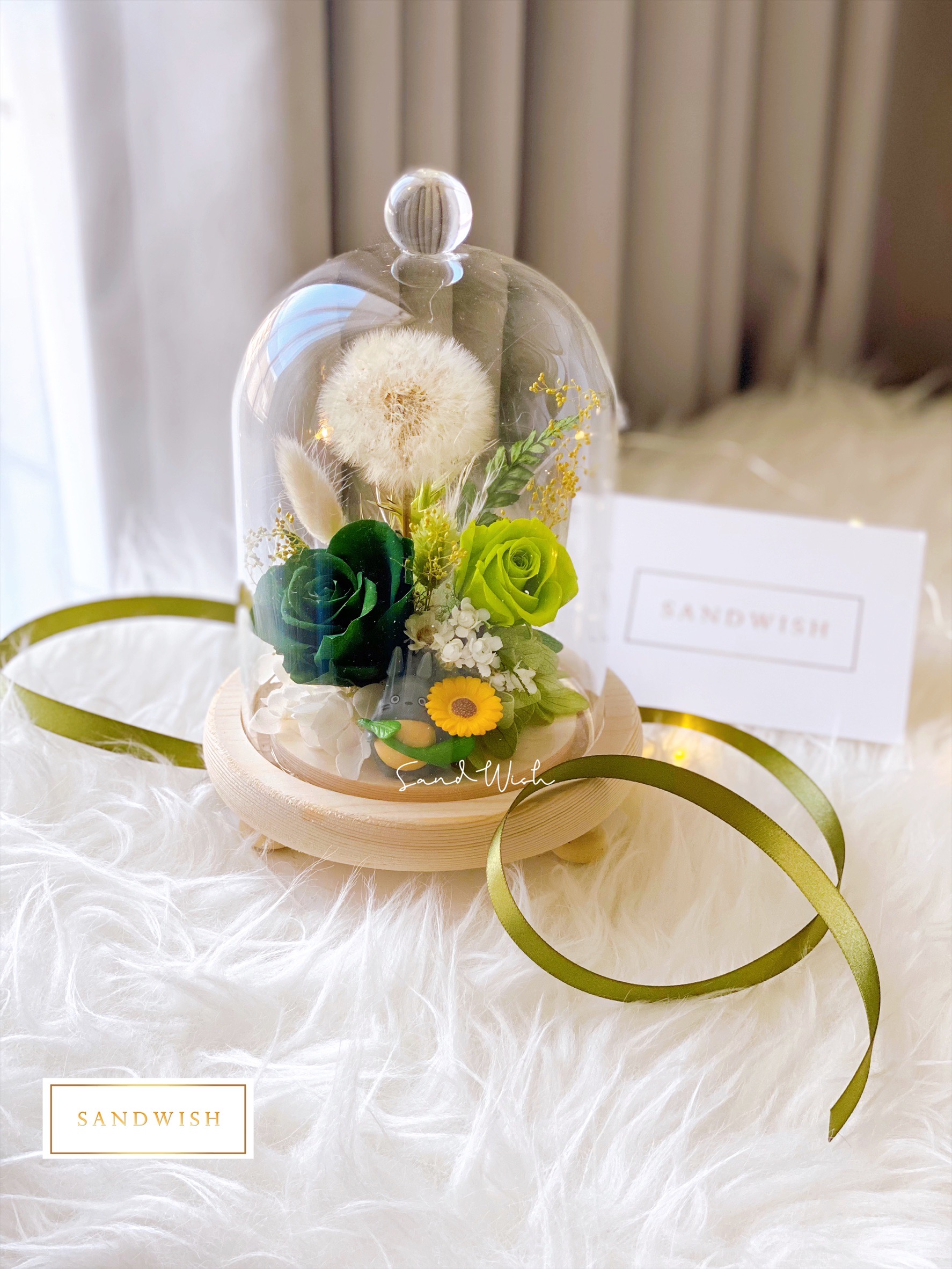 永生花玻璃夜燈-稀有綠意蒲公英