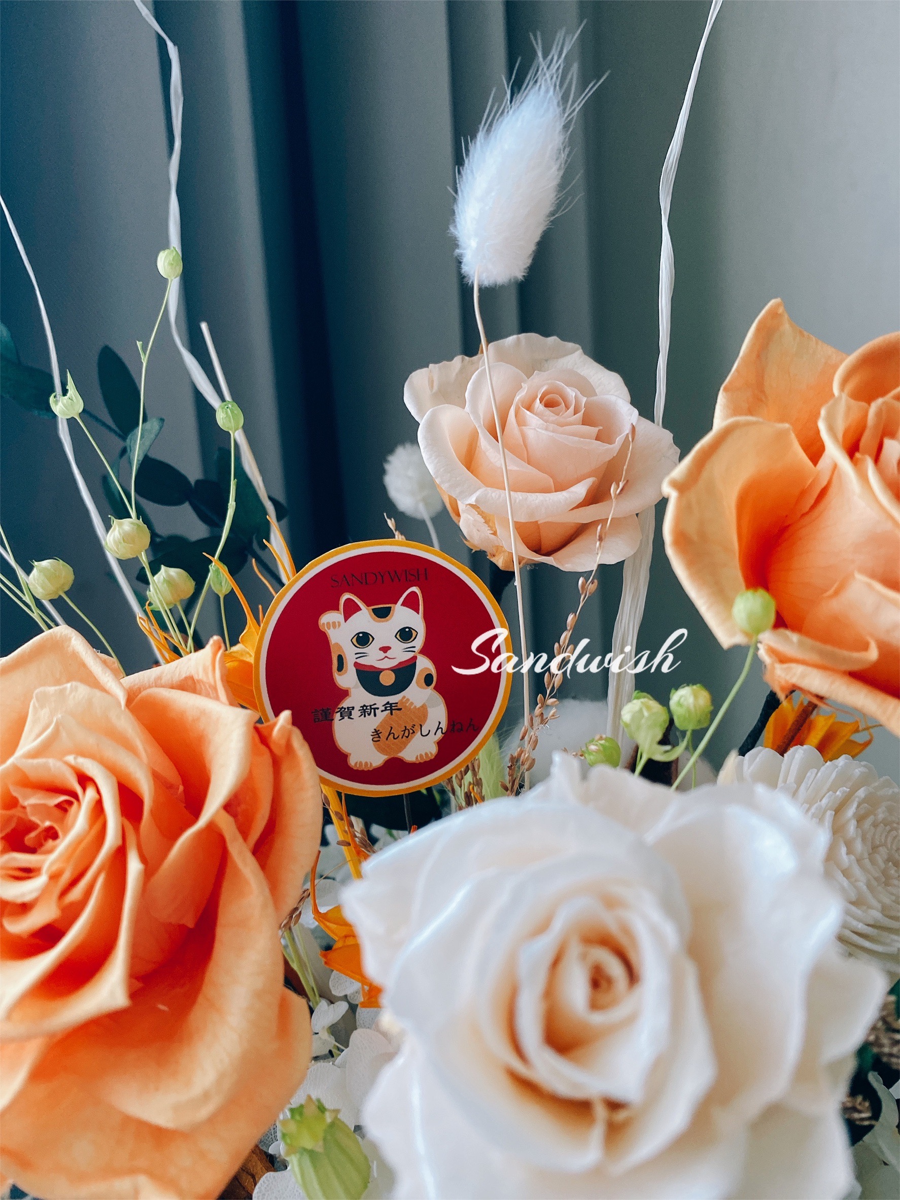 永生花盆花-開幕花禮-橘色暖陽:圖片 4