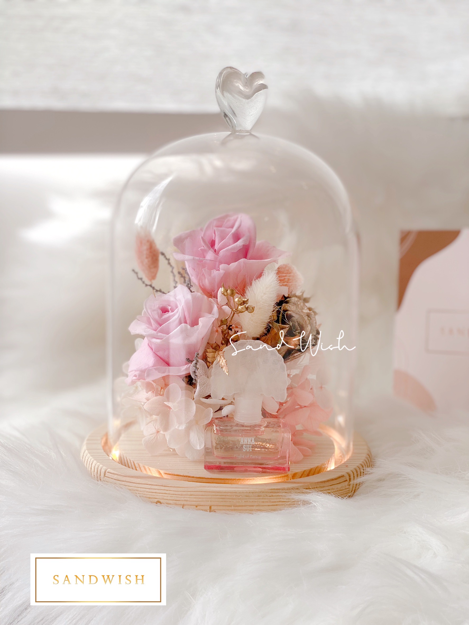 永生花玻璃夜燈-蘇珊娜之花(中型)