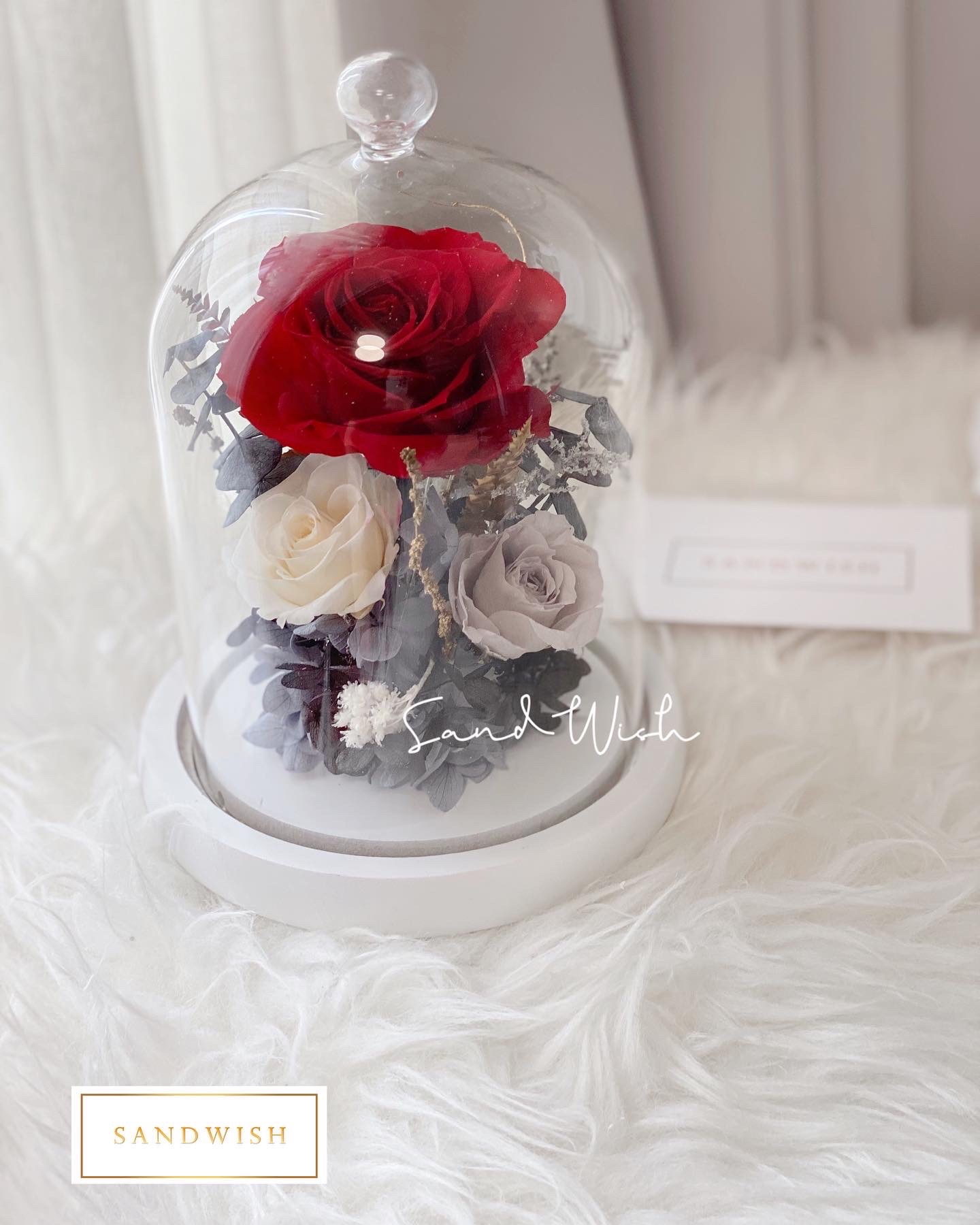 永生花玻璃夜燈-浪漫玫瑰(中型):圖片 2